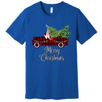 Christmas Gnome Driving Red Buffalo Plaid Christmas Truck Great Gift Premium T-Shirt