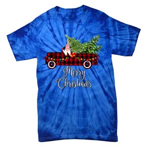 Christmas Gnome Driving Red Buffalo Plaid Christmas Truck Great Gift Tie-Dye T-Shirt