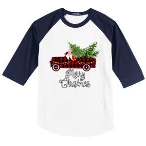 Christmas Gnome Driving Red Buffalo Plaid Christmas Truck Great Gift Baseball Sleeve Shirt