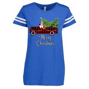 Christmas Gnome Driving Red Buffalo Plaid Christmas Truck Great Gift Enza Ladies Jersey Football T-Shirt