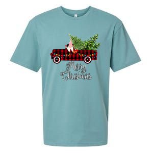 Christmas Gnome Driving Red Buffalo Plaid Christmas Truck Great Gift Sueded Cloud Jersey T-Shirt