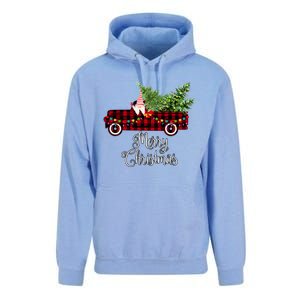 Christmas Gnome Driving Red Buffalo Plaid Christmas Truck Great Gift Unisex Surf Hoodie