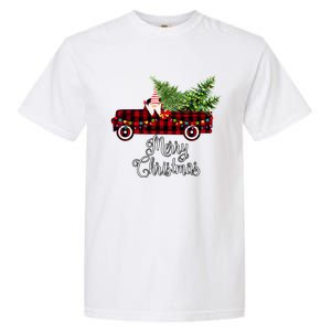 Christmas Gnome Driving Red Buffalo Plaid Christmas Truck Great Gift Garment-Dyed Heavyweight T-Shirt