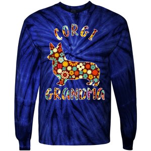 Corgi Grandma Dog Grandma Funny Corgi Owner Tie-Dye Long Sleeve Shirt