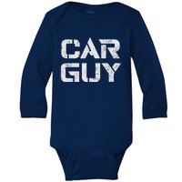 Car Guy Distressed Baby Long Sleeve Bodysuit