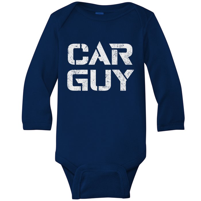 Car Guy Distressed Baby Long Sleeve Bodysuit