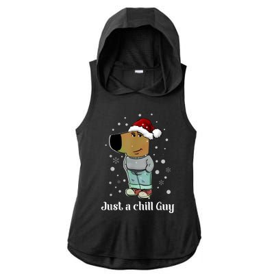 Chill Guy Dog With Christmas Hat Funny Chill Guy Meme Ladies PosiCharge Tri-Blend Wicking Draft Hoodie Tank