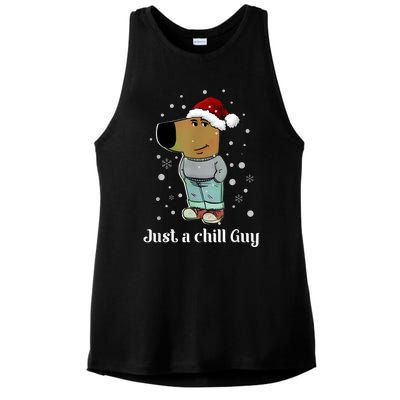 Chill Guy Dog With Christmas Hat Funny Chill Guy Meme Ladies PosiCharge Tri-Blend Wicking Tank