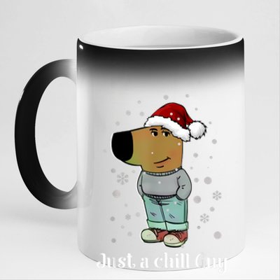 Chill Guy Dog With Christmas Hat Funny Chill Guy Meme 11oz Black Color Changing Mug