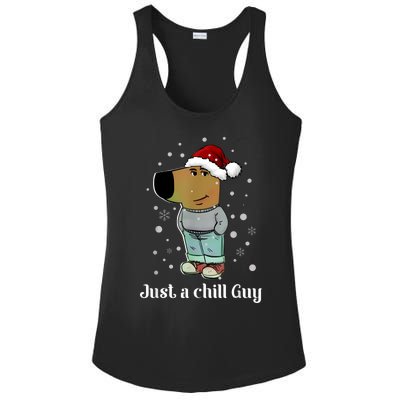 Chill Guy Dog With Christmas Hat Funny Chill Guy Meme Ladies PosiCharge Competitor Racerback Tank