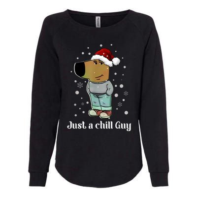 Chill Guy Dog With Christmas Hat Funny Chill Guy Meme Womens California Wash Sweatshirt