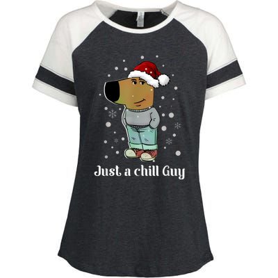 Chill Guy Dog With Christmas Hat Funny Chill Guy Meme Enza Ladies Jersey Colorblock Tee