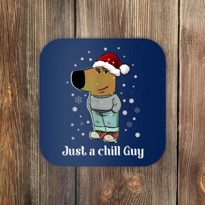 Chill Guy Dog With Christmas Hat Funny Chill Guy Meme Coaster