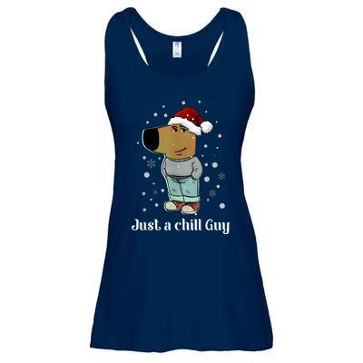 Chill Guy Dog With Christmas Hat Funny Chill Guy Meme Ladies Essential Flowy Tank