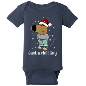 Chill Guy Dog With Christmas Hat Funny Chill Guy Meme Baby Bodysuit