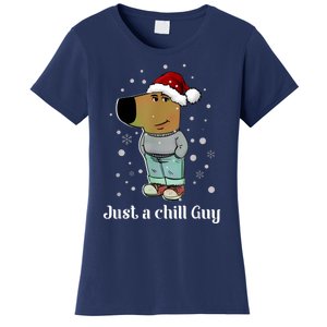 Chill Guy Dog With Christmas Hat Funny Chill Guy Meme Women's T-Shirt