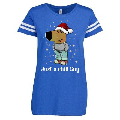 Chill Guy Dog With Christmas Hat Funny Chill Guy Meme Enza Ladies Jersey Football T-Shirt