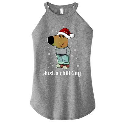 Chill Guy Dog With Christmas Hat Funny Chill Guy Meme Women's Perfect Tri Rocker Tank