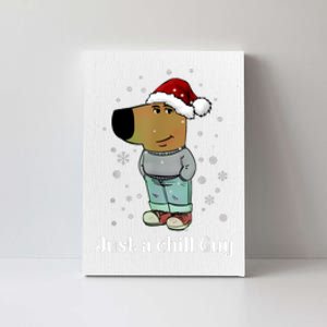 Chill Guy Dog With Christmas Hat Funny Chill Guy Meme Canvas