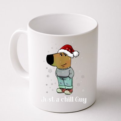 Chill Guy Dog With Christmas Hat Funny Chill Guy Meme Coffee Mug