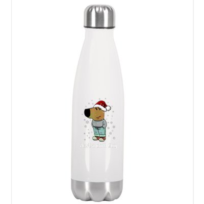 Chill Guy Dog With Christmas Hat Funny Chill Guy Meme Stainless Steel Insulated Water Bottle