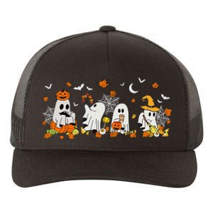 Cute Ghost Drinking Coffee Halloween Fall Ghost Book Reading Yupoong Adult 5-Panel Trucker Hat