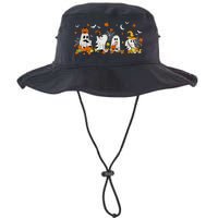 Cute Ghost Drinking Coffee Halloween Fall Ghost Book Reading Legacy Cool Fit Booney Bucket Hat