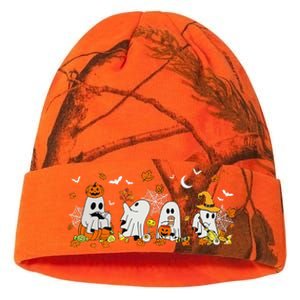 Cute Ghost Drinking Coffee Halloween Fall Ghost Book Reading Kati Licensed 12" Camo Beanie