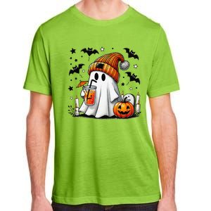 Cute Ghost Drinking Coffee Halloween Ghost Coffee Adult ChromaSoft Performance T-Shirt