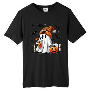 Cute Ghost Drinking Coffee Halloween Ghost Coffee Tall Fusion ChromaSoft Performance T-Shirt