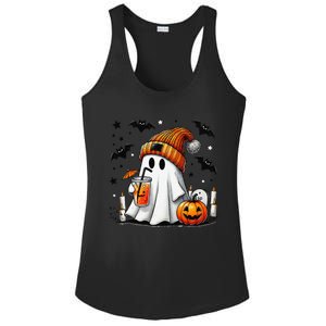 Cute Ghost Drinking Coffee Halloween Ghost Coffee Ladies PosiCharge Competitor Racerback Tank