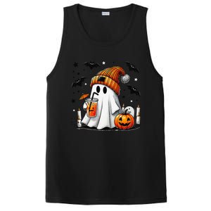 Cute Ghost Drinking Coffee Halloween Ghost Coffee PosiCharge Competitor Tank