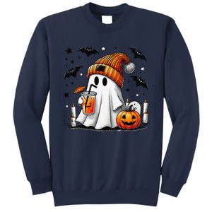 Cute Ghost Drinking Coffee Halloween Ghost Coffee Sweatshirt