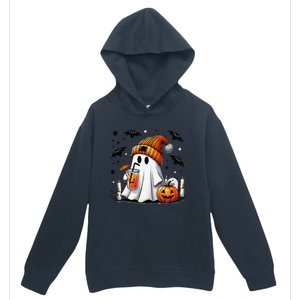 Cute Ghost Drinking Coffee Halloween Ghost Coffee Urban Pullover Hoodie