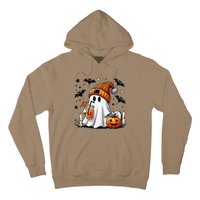 Cute Ghost Drinking Coffee Halloween Ghost Coffee Hoodie