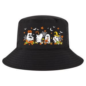 Cute Ghost Drinking Coffee Halloween Fall Ghost Book Reading Cool Comfort Performance Bucket Hat