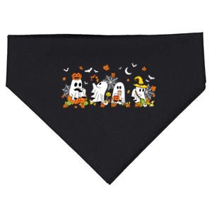 Cute Ghost Drinking Coffee Halloween Fall Ghost Book Reading USA-Made Doggie Bandana