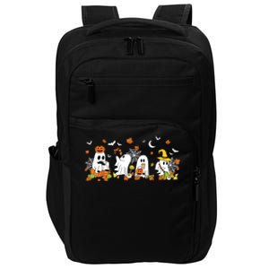 Cute Ghost Drinking Coffee Halloween Fall Ghost Book Reading Impact Tech Backpack