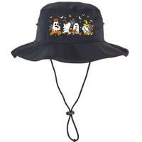 Cute Ghost Drinking Coffee Halloween Fall Ghost Book Reading Legacy Cool Fit Booney Bucket Hat