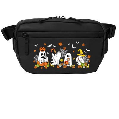 Cute Ghost Drinking Coffee Halloween Fall Ghost Book Reading Crossbody Pack