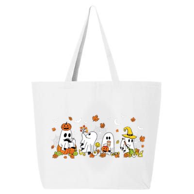 Cute Ghost Drinking Coffee Halloween Fall Ghost Book Reading 25L Jumbo Tote