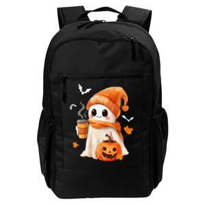 Cute Ghost Drinking Coffee Halloween Ghost Ice Coffee Daily Commute Backpack