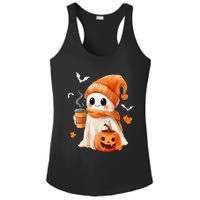 Cute Ghost Drinking Coffee Halloween Ghost Ice Coffee Ladies PosiCharge Competitor Racerback Tank