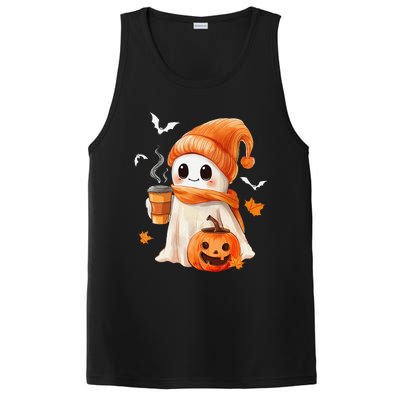 Cute Ghost Drinking Coffee Halloween Ghost Ice Coffee PosiCharge Competitor Tank