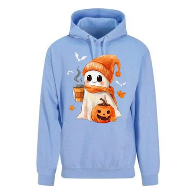 Cute Ghost Drinking Coffee Halloween Ghost Ice Coffee Unisex Surf Hoodie