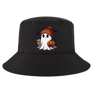 Cute Ghost Drinking Coffee Halloween Ghost Ice Coffee Cool Comfort Performance Bucket Hat