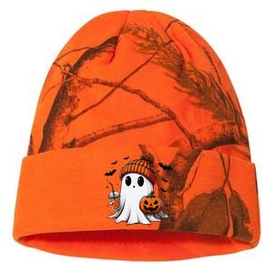 Cute Ghost Drinking Coffee Halloween Ghost Ice Coffee Kati Licensed 12" Camo Beanie