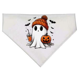 Cute Ghost Drinking Coffee Halloween Ghost Ice Coffee USA-Made Doggie Bandana