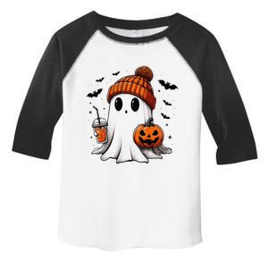 Cute Ghost Drinking Coffee Halloween Ghost Ice Coffee Toddler Fine Jersey T-Shirt