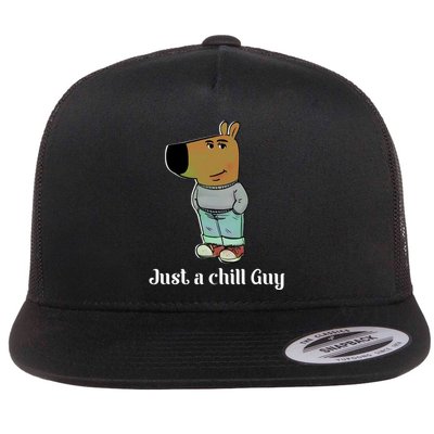 Chill Guy Dog Funny Chill Guy Meme Flat Bill Trucker Hat
